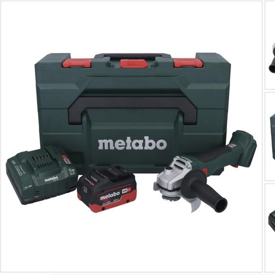 Metabo W 18 L BL 9-125 Meuleuse dangle sans fil 18 V 125 mm Brushless + 1x batterie 8,0 Ah + chargeur + metaBOX