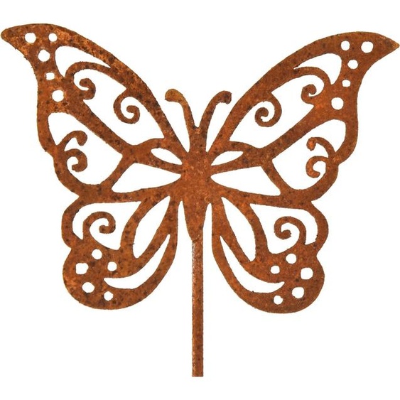 Métal Rouille Papillon Déco 10×7cm 3er Set Vintage
