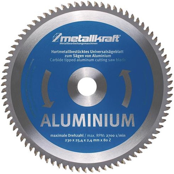 Metallkraft Sägeblatt für Aluminium Ã¸ 230mm Schnittbreite 2,4mm Bohrung 25,4mm