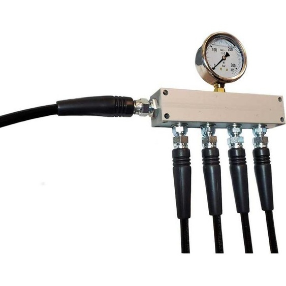 Metalsub Bauer Inlet G 1/4 4 Outlets Bloc de distribution Avec manomètre Argent Argent One Size