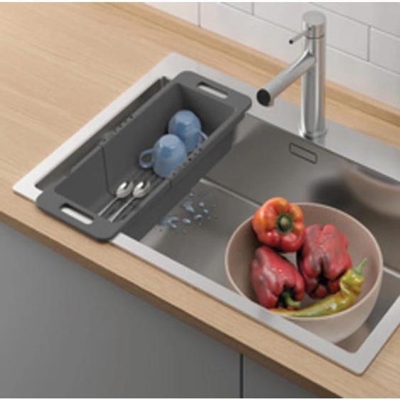 Égouttoir Drain-Flex, extensible, plastique, gris