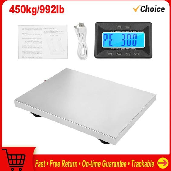 meterk Balance dexpédition 450 kg/992 lb balance postale robuste en acier inoxydable avec écrans sans fil/tara/3 unités balance postale numérique