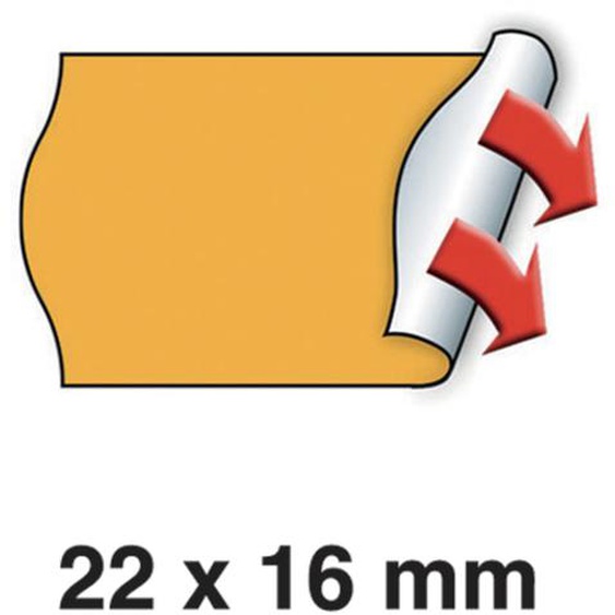 METO Boîte de 6 rouleaux étiquettes Meto 22x16mm fluo orange sinusoïdales adhésif permanent