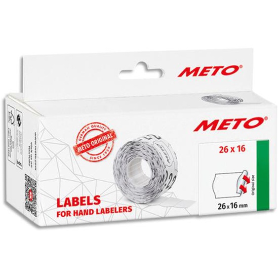 METO Boîte de 6 rouleaux étiquettes Meto 26x16mm blanches sinusoïdales adhésif permanent