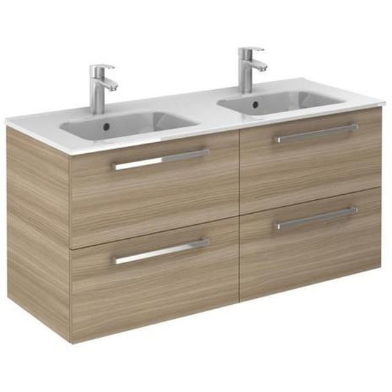 Meuble 4 tiroirs Ancoflash Color 2 avec plan céramique - Anconetti - Noyer sablé - 120cm