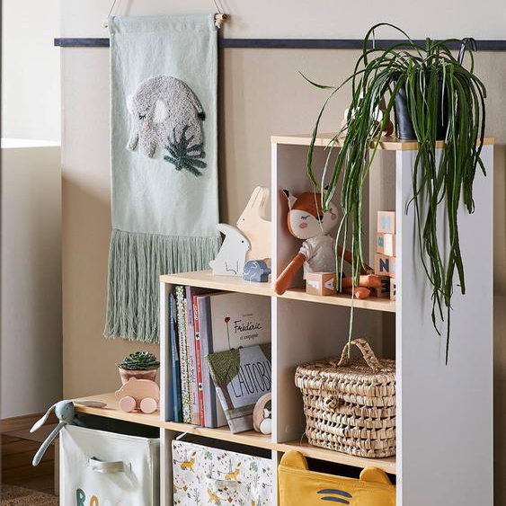 Meuble 6 cases blanc / bois