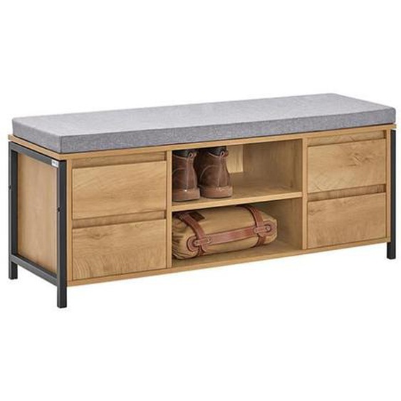 Meuble à Chaussure FSR149-N SoBuy avec Coussin et Tiroirs, Noir-Naturel, 110 x 35 x 45