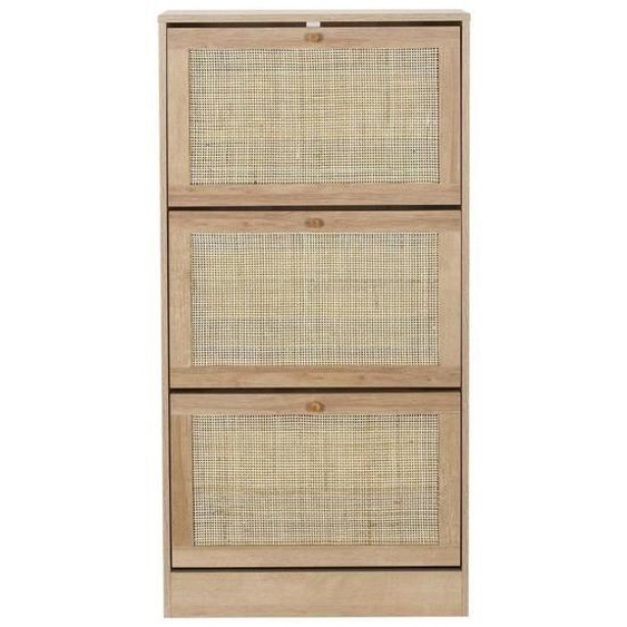 Calicosy - Meuble à chaussures 3 portes - 120 cm X 12,5 cm X 39,5 cm - BALI