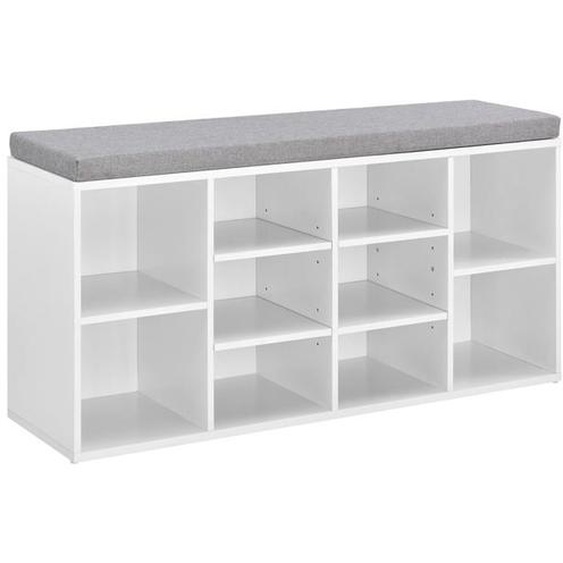 Meuble a chaussures armoire rangement MDF polyester 103 cm blanc gris