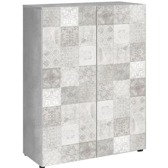 Meuble à Chaussures avec 6 étagéres coloris dessin imitation carrelage - ciment - Hauteur 103 x Longueur 72 x Profondeur 36 cm