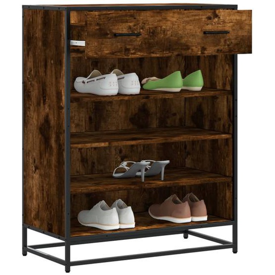 Meuble à chaussures chêne fumé bois dingénierie et métal