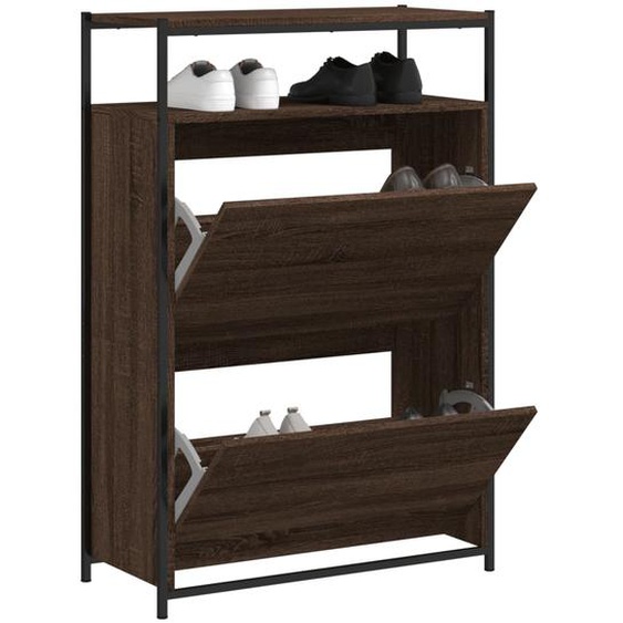 Meuble à chaussures chêne marron 75x34x112 cm bois dingénierie