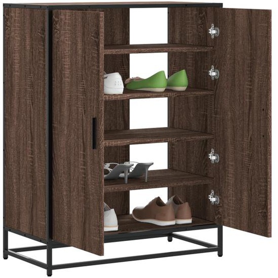 Meuble à chaussures chêne marron bois dingénierie et métal