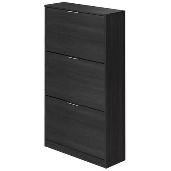 Meuble à chaussures coloris gris en mélamine - Longueur 75 x Profondeur 24 x Hauteur 128 cm