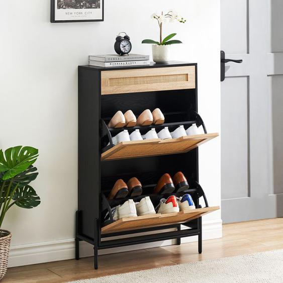 Meuble à Chaussures - LUNSY - 2 portes - 1 tiroir - 40 x 24 x 9.4 cm