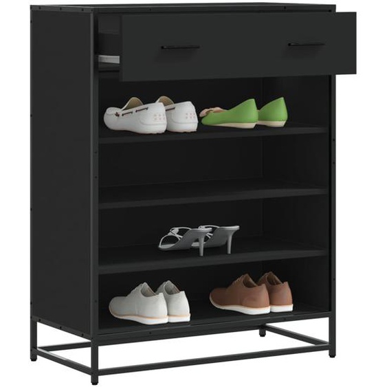 Meuble à chaussures noir 75x38x97,5 cm bois dingénierie métal
