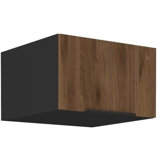 Meuble à hotte profonde TOVA - largeur 60 cm, noyer okapi / noir