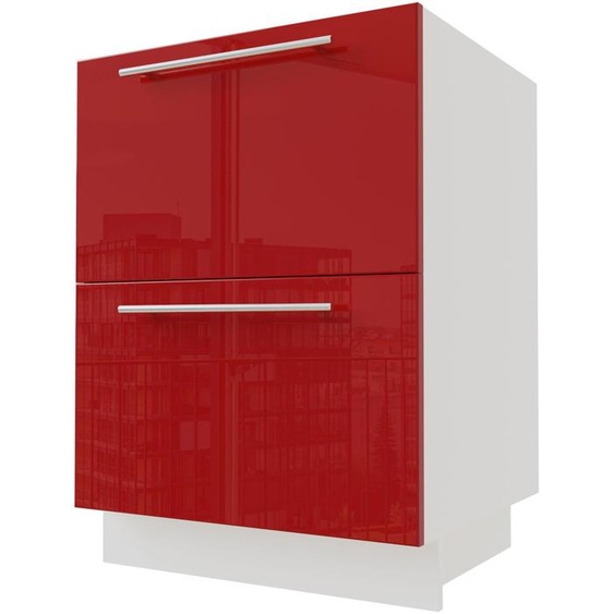 Meuble à tiroirs BRERRA 60 cm HETTICH, tiroirs à extension totale, couleur au choix BR-D2A/60/1A, RAL 3002 rouge carmin brillant, blanc