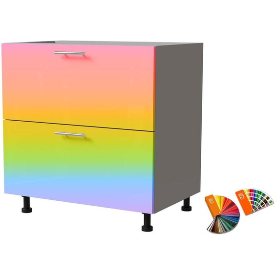 Meuble à tiroirs BRERRA 80 x 82 cm, laqué, finition au choix BR-D2 - 80, couleur RAL au choix (K5 / K7), gris, Blum Metabox (tiroir à sortie partielle)