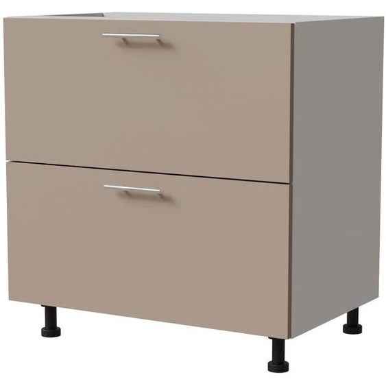 Meuble à tiroirs BRERRA 80 x 82 cm, laqué, finition au choix : BR-D2 - 80, RAL 1016 gris-beige mat, blanc, REJS Comfort Box (tiroirs à sortie totale)