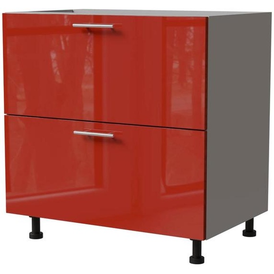 Meuble à tiroirs BRERRA 80 x 82 cm, laqué, finition au choix : BR-D2 - 80, RAL 3002 rouge carmin brillant, gris, HETTICH InnoTech Atira (tiroirs à sortie totale)