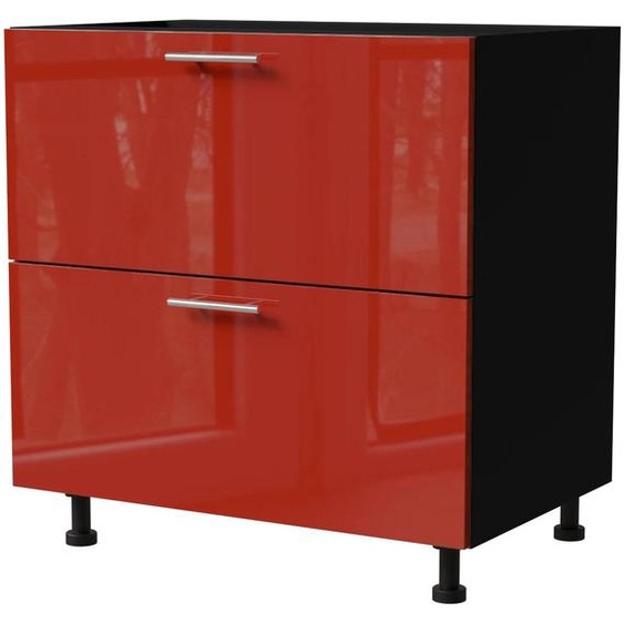 Meuble à tiroirs BRERRA 80 x 82 cm, laqué. Finition au choix : BR-D2 - 80, RAL 3002 rouge carmin brillant, noir, tiroirs REJS Comfort Box (à extension totale)