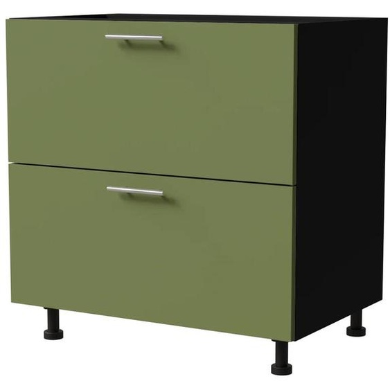 Meuble à tiroirs BRERRA 80 x 82 cm, laqué, finition au choix BR-D2 - 80, RAL 6025 vert fougère mat, noir, REJS Comfort Box (tiroirs à sortie totale)