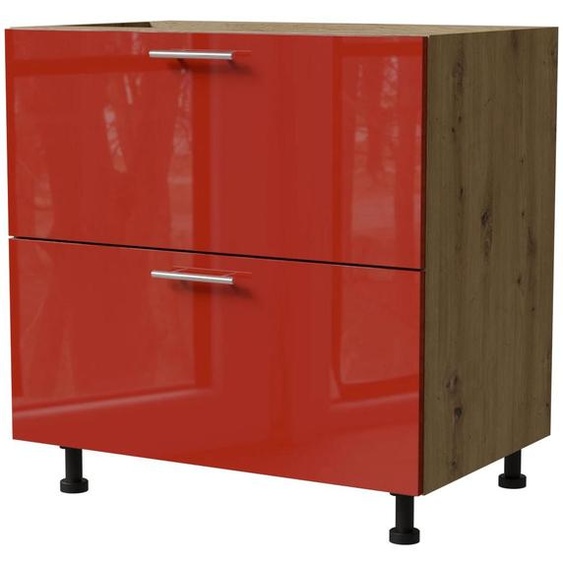 Meuble à tiroirs BRERRA 80 x 82 cm, laqué. Finitions au choix : BR-D2 - 80, RAL 3002 rouge carmin brillant, chêne Artisan, REJS Comfort Box (tiroirs à sortie totale)