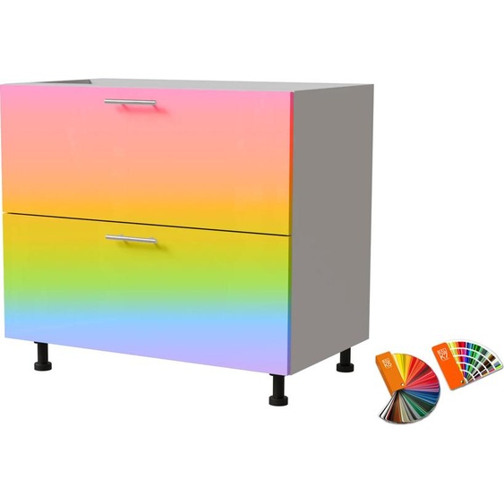 Meuble à tiroirs BRERRA 90 x 82 cm, laqué, finition au choix : BR-D2 - 90, couleur RAL au choix (K5 / K7), blanc, HETTICH InnoTech Atira (tiroirs à sortie totale)