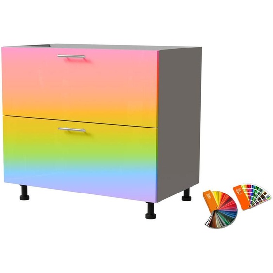 Meuble à tiroirs BRERRA 90 x 82 cm, laqué, finition au choix BR-D2 - 90, couleur RAL au choix (K5 / K7), gris, Blum Metabox (tiroir à sortie partielle)