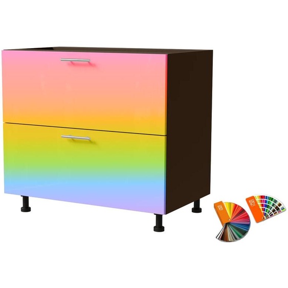 Meuble à tiroirs BRERRA 90 x 82 cm, laqué, finition au choix BR-D2 - 90, couleur RAL au choix (K5 / K7), lava, Blum Metabox (tiroir à sortie partielle)