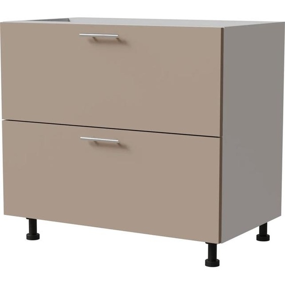 Meuble à tiroirs BRERRA 90 x 82 cm, laqué, finition au choix : BR-D2 - 90, RAL 1016 gris-beige mat, blanc, REJS Comfort Box (tiroirs à sortie totale)