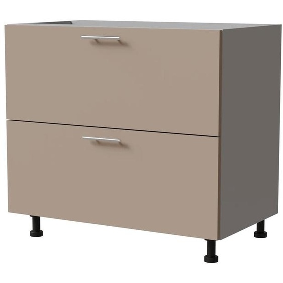 Meuble à tiroirs BRERRA 90 x 82 cm, laqué, finition au choix BR-D2 - 90, RAL 1016 gris-beige mat, gris, Blum Metabox (tiroir à sortie partielle)