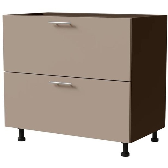Meuble à tiroirs BRERRA 90 x 82 cm, laqué, finition au choix : BR-D2 - 90, RAL 1016 gris-beige mat, lava, REJS Comfort Box (tiroirs à sortie totale)