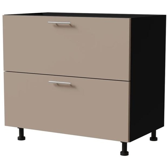 Meuble à tiroirs BRERRA 90 x 82 cm, laqué, finition au choix : BR-D2 - 90, RAL 1016 gris-beige mat, noir, REJS Comfort Box (tiroirs à sortie totale)