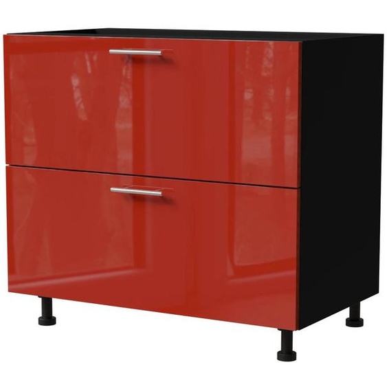 Meuble à tiroirs BRERRA 90 x 82 cm, laqué. Finition au choix : BR-D2 - 90, RAL 3002 rouge carmin brillant, noir, REJS Comfort Box (tiroirs à sortie totale)