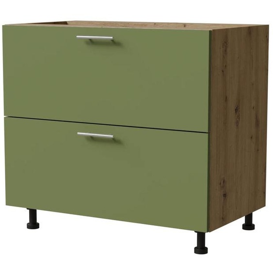 Meuble à tiroirs BRERRA 90 x 82 cm, laqué, finition au choix : BR-D2 - 90, RAL 6025 vert fougère mat, chêne Artisan, Blum Metabox (tiroir à sortie partielle)
