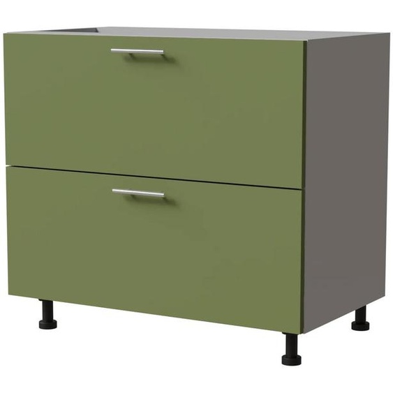Meuble à tiroirs BRERRA 90 x 82 cm, laqué, finition au choix BR-D2 - 90, RAL 6025 vert fougère mat, gris, Blum Metabox (tiroir à sortie partielle)