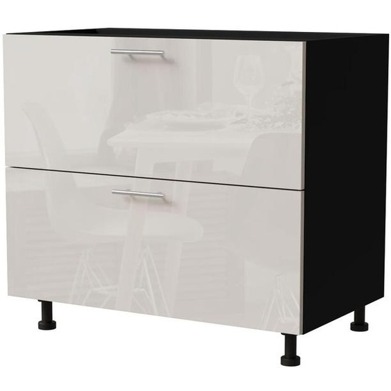 Meuble à tiroirs BRERRA 90 x 82 cm, laqué, finition au choix BR-D2 - 90, RAL 9001 crème brillant, noir, Blum Metabox (tiroir à sortie partielle)