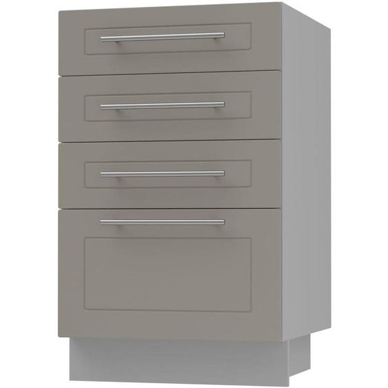 Meuble à tiroirs KVANTUM à extension totale 40 cm, couleur du corps et de la façade au choix (Q-D4A/40), beige mat, gris