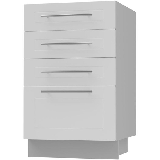 Meuble à tiroirs KVANTUM à extension totale 40 cm, couleur du corps et de la façade au choix (Q-D4A/40), blanc mat, gris