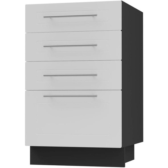 Meuble à tiroirs KVANTUM à extension totale 40 cm, couleur du corps et de la façade au choix (Q-D4A/40), blanc mat, noir