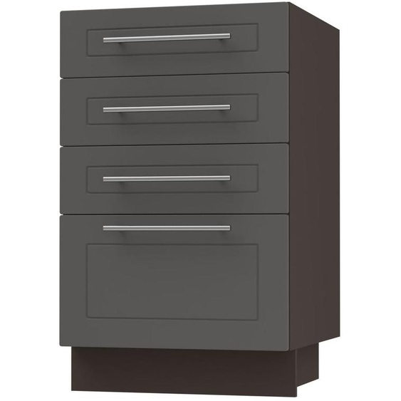 Meuble à tiroirs KVANTUM à extension totale 40 cm, couleur du corps et de la façade au choix (Q-D4A/40), graphite mat, lave