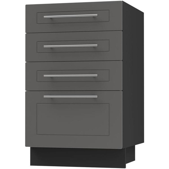 Meuble à tiroirs KVANTUM à extension totale 40 cm, couleur du corps et de la façade au choix (Q-D4A/40), graphite mat, noir