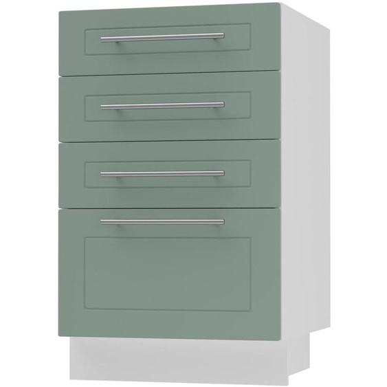 Meuble à tiroirs KVANTUM à extension totale 40 cm, couleur du corps et de la façade au choix (Q-D4A/40), vert menthe mat, blanc