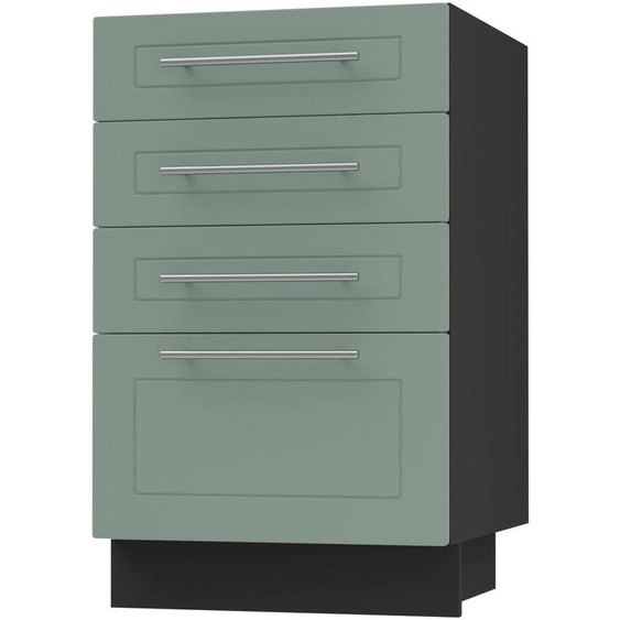 Meuble à tiroirs KVANTUM à extension totale 40 cm, couleur du corps et de la façade au choix (Q-D4A/40), vert menthe mat, noir
