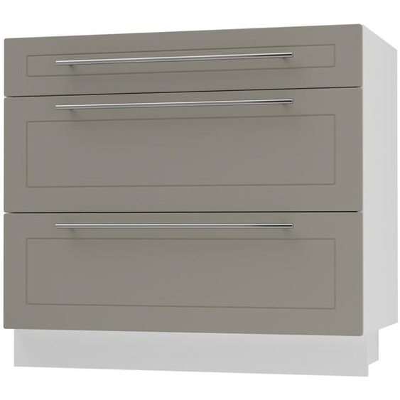 Meuble à tiroirs KVANTUM, coulisse partielle 90 cm, couleur du corps et de la façade au choix (Q-D3M/90), beige mat, blanc