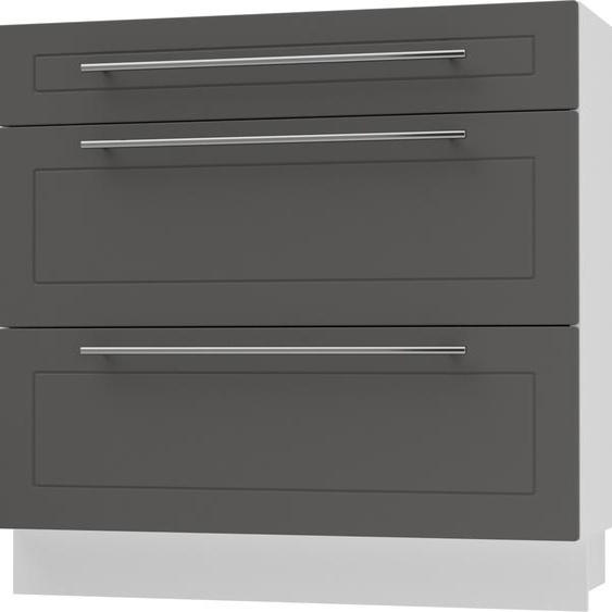 Meuble à tiroirs KVANTUM, coulisse partielle 90 cm, couleur du corps et de la façade au choix (Q-D3M/90), graphite mat, blanc