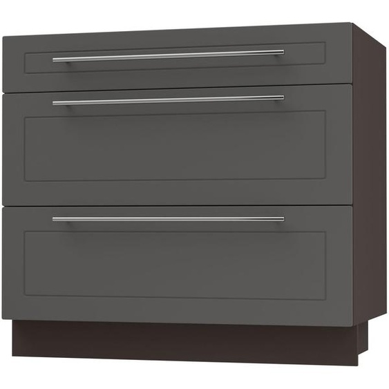 Meuble à tiroirs KVANTUM, coulisse partielle 90 cm Couleur du corps et de la façade au choix (Q-D3M/90), graphite mat, lave