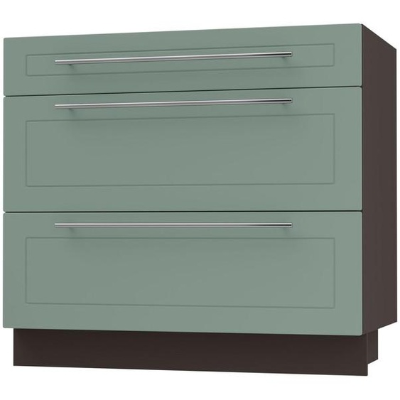 Meuble à tiroirs KVANTUM, coulisse partielle 90 cm Couleur du corps et de la façade au choix (Q-D3M/90), menthe mat, lave
